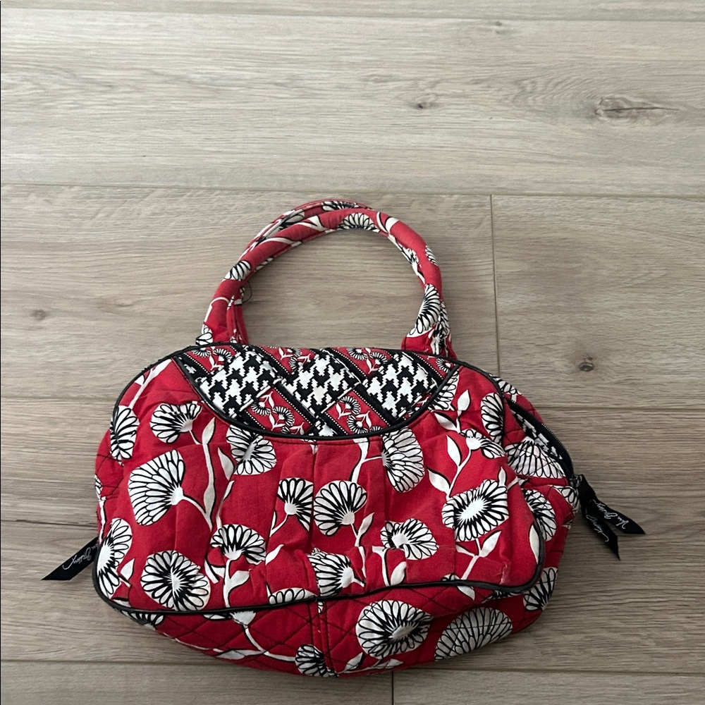 Vera Bradley Red Black White Floral Quilted Handbag